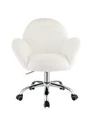 White lapin upholstery & chrome finish base barrel office chair by Acme additional picture 3