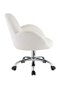 White lapin upholstery & chrome finish base barrel office chair by Acme additional picture 4