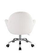 White lapin upholstery & chrome finish base barrel office chair by Acme additional picture 6