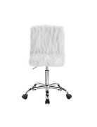 White faux fur padded seat & back swivel office chair by Acme additional picture 2