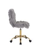 Gray faux fur padded seat & back swivel office chair by Acme additional picture 3
