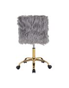 Gray faux fur padded seat & back swivel office chair by Acme additional picture 4