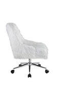 White faux fur padded seat & back & gold finish base office chair by Acme additional picture 5