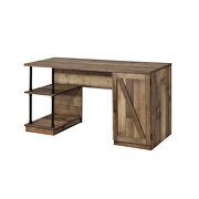 Rustic oak & black finish farm house design writing desk by Acme additional picture 3