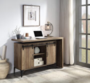 Rustic oak wooden frame/ black metal accent writing desk w/ usb port by Acme additional picture 2