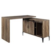 Rustic oak wooden frame/ black metal accent writing desk w/ usb port by Acme additional picture 4
