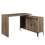 Rustic oak wooden frame/ black metal accent writing desk w/ usb port by Acme additional picture 5