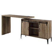 Rustic oak wooden frame/ black metal accent writing desk w/ usb port by Acme additional picture 6