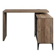 Rustic oak wooden frame/ black metal accent writing desk w/ usb port by Acme additional picture 7