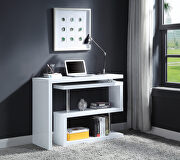 White high gloss finish swivel writing desk with usb port by Acme additional picture 2
