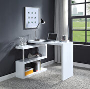 White high gloss finish swivel writing desk with usb port by Acme additional picture 3
