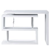 White high gloss finish swivel writing desk with usb port by Acme additional picture 8