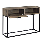 Rustic oak top & black finish metal base writing desk by Acme additional picture 2