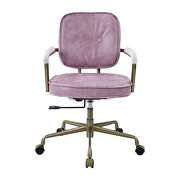 Pink top grain leather padded seat & back swivel office chair by Acme additional picture 2