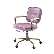 Pink top grain leather padded seat & back swivel office chair by Acme additional picture 3