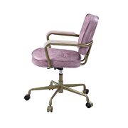 Pink top grain leather padded seat & back swivel office chair by Acme additional picture 4