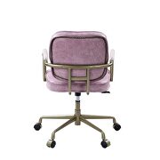 Pink top grain leather padded seat & back swivel office chair by Acme additional picture 5