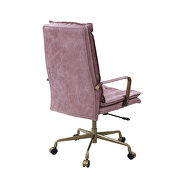 Pink top grain leather padded seat & back office chair by Acme additional picture 2