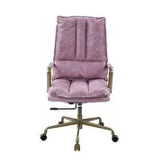 Pink top grain leather padded seat & back office chair by Acme additional picture 3