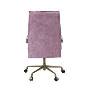 Pink top grain leather padded seat & back office chair by Acme additional picture 5