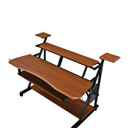 Cherry & black finish rectangular music desk w/ caster wheels by Acme additional picture 3