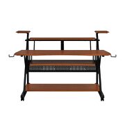 Cherry & black finish rectangular music desk w/ caster wheels by Acme additional picture 5