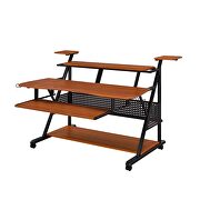 Cherry & black finish rectangular music desk w/ caster wheels by Acme additional picture 6