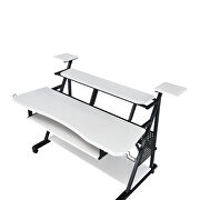 White & black finish rectangular music desk w/ caster wheels by Acme additional picture 3