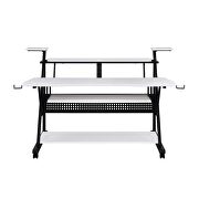 White & black finish rectangular music desk w/ caster wheels by Acme additional picture 5