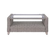 Gray fabric upholstery & gray finish wicker frame 4pc sofa set by Acme additional picture 9