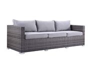 Gray fabric upholstery & gray finish resin wicker frame 4 pc patio sofa set by Acme additional picture 2