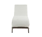Beige fabric & gray finish wicker frame patio lounge chair by Acme additional picture 3