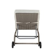 Beige fabric & gray finish wicker frame patio lounge chair by Acme additional picture 5