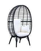 Light gray fabric cushions and black finish wicker & metal frame patio chair by Acme additional picture 2