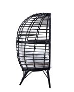 Light gray fabric cushions and black finish wicker & metal frame patio chair by Acme additional picture 4
