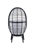 Light gray fabric cushions and black finish wicker & metal frame patio chair by Acme additional picture 5
