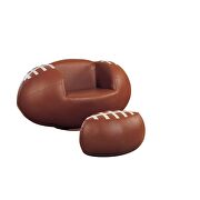 Football: brown & white 2pc pack chair & ottoman by Acme additional picture 2