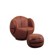 Basketball: brown & black 2pc pack chair & ottoman by Acme additional picture 2