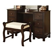 Espresso finish vanity desk, stool and mirror by Acme additional picture 2