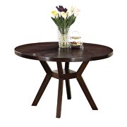 Deep espresso finish angled pedestal base round dining table by Acme additional picture 2