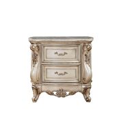 Marble & antique white nightstand w/marble top by Acme additional picture 3