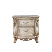 Marble & antique white nightstand w/marble top additional photo 3 of 5