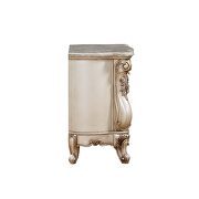 Marble & antique white nightstand w/marble top additional photo 4 of 5