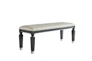 Two tone beige fabric/ charcoal & light gray finish base bench by Acme additional picture 2