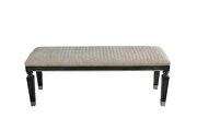 Two tone beige fabric/ charcoal & light gray finish base bench by Acme additional picture 3