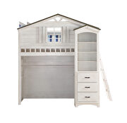 Weathered white & washed gray loft bed (twin size) by Acme additional picture 16