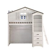 Weathered white & washed gray loft bed (twin size) by Acme additional picture 5