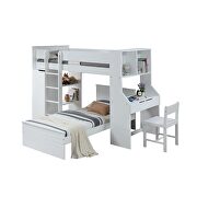 White loft bed, desk, shelves & wardrobe additional photo 5 of 6