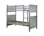 Glimmering silver finish/ stars and moon design twin/twin bunk bed by Acme additional picture 2