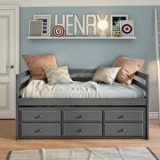 Gray finish stylishly crafted wood frame captain bed by Acme additional picture 5